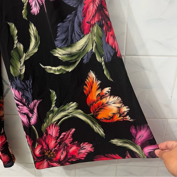 Women’s M Wide Leg Pleated Pants Dark Floral Fairy Grunge Boho Whimsigoth Office - Picture 3 of 9